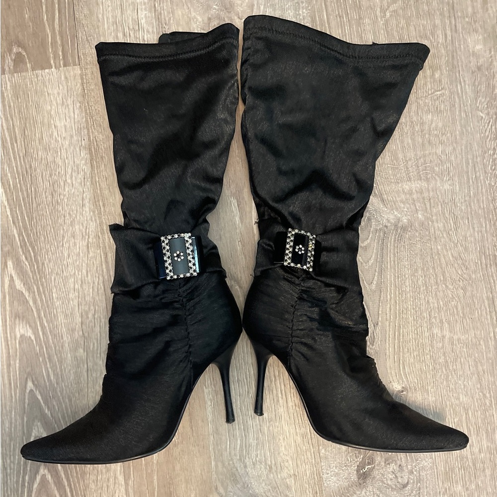 Luxurious Black Jeweled Boots size 7